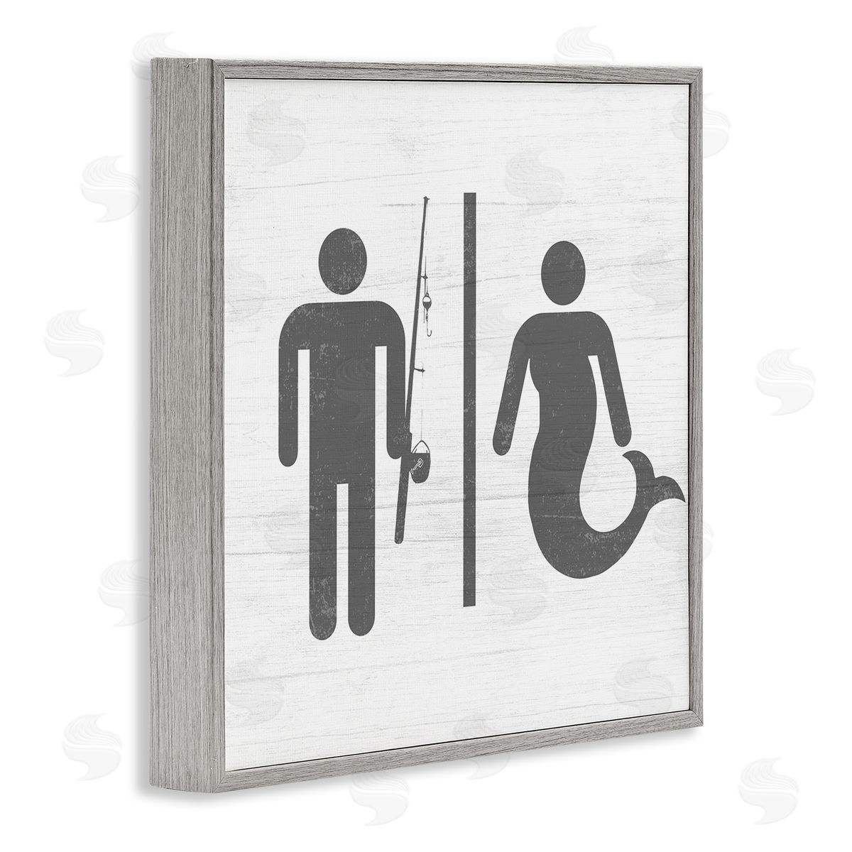 Fisherman or Mermaid Bathroom Grey Frame Print Wall Art, Home Decor by Stupell Studio