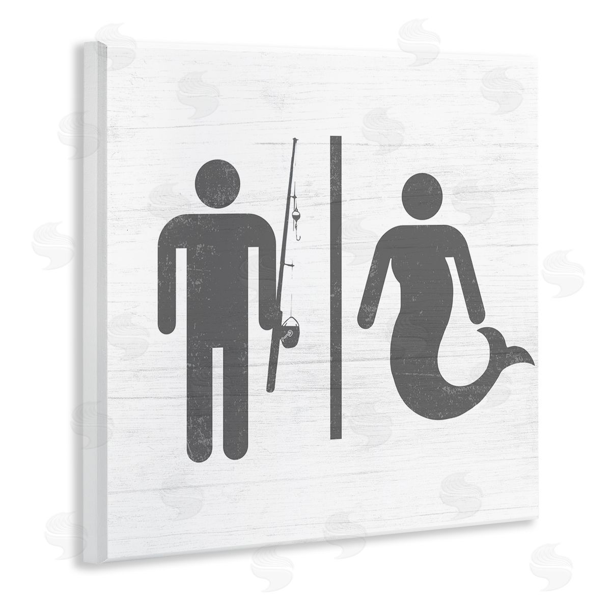 Fisherman or Mermaid Bathroom Wood Plaque Wall Art, Home Decor by Stupell Studio