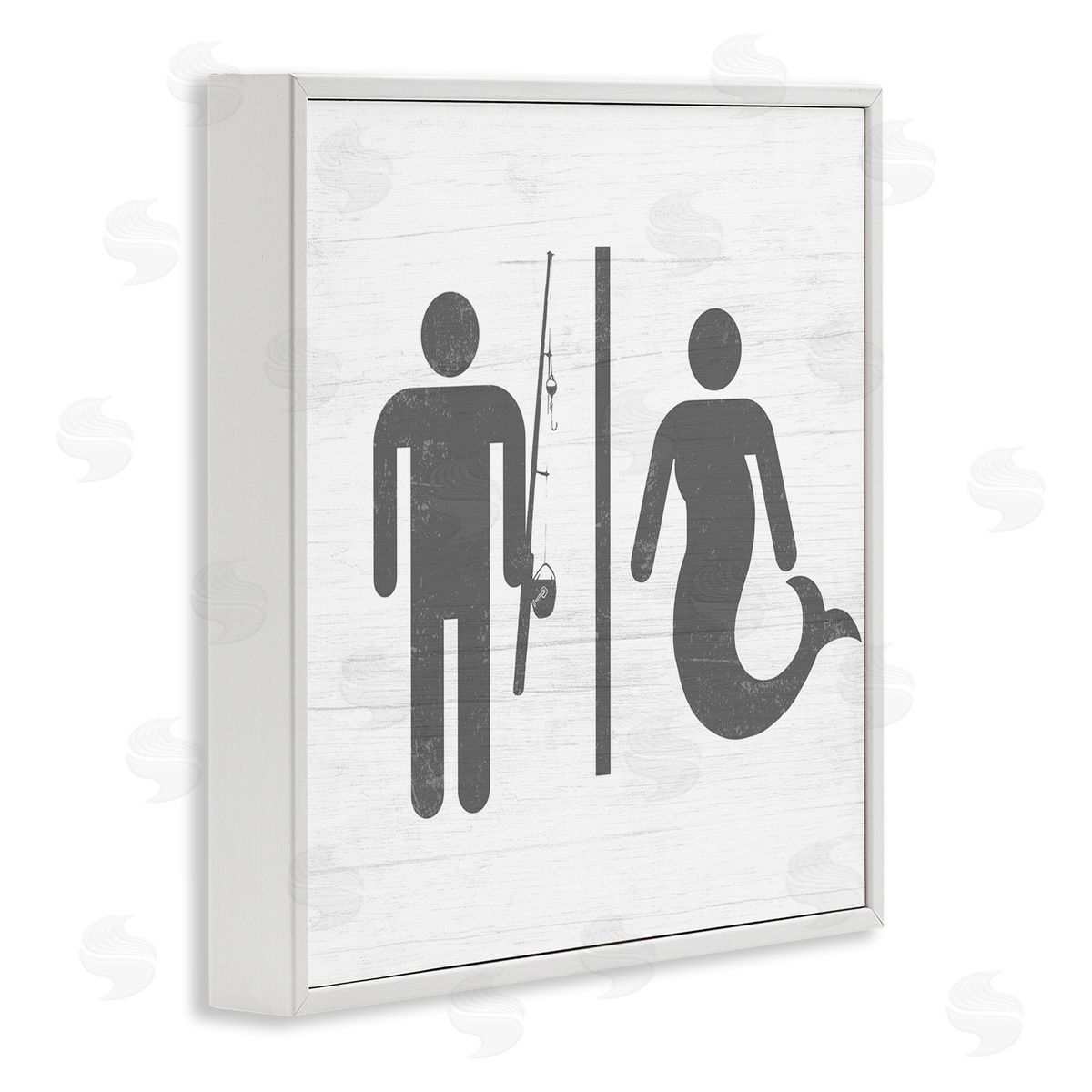 Fisherman or Mermaid Bathroom White Frame Print Wall Art, Home Decor by Stupell Studio