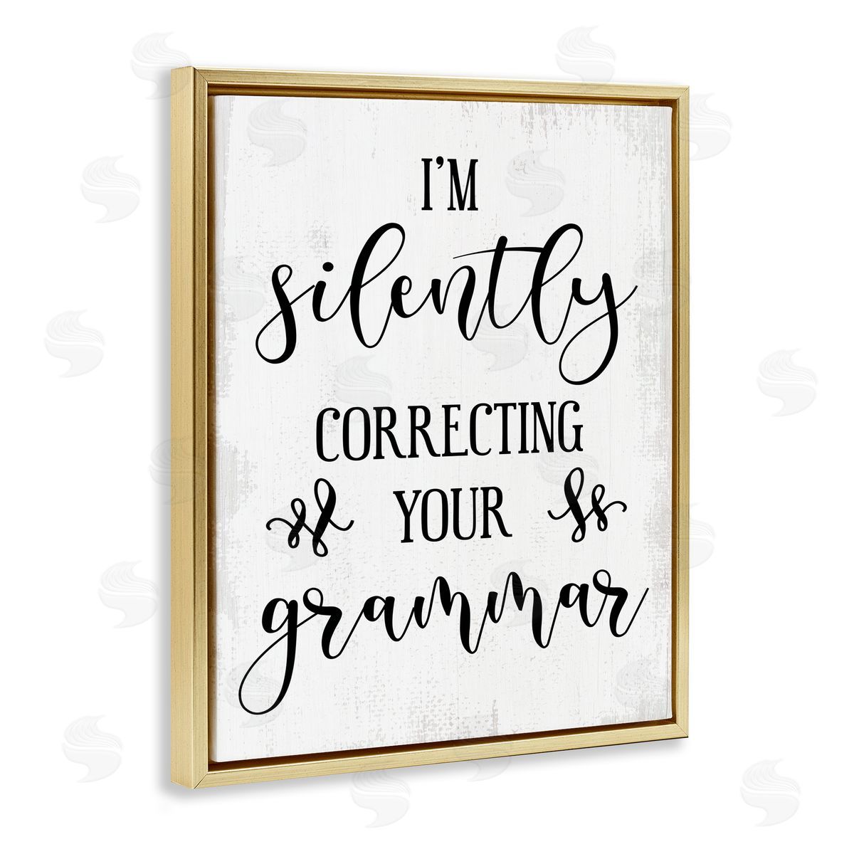 Silently Correcting Your Grammar Gold Floating Frame Canvas Wall Art, Home Decor by Stupell Studio