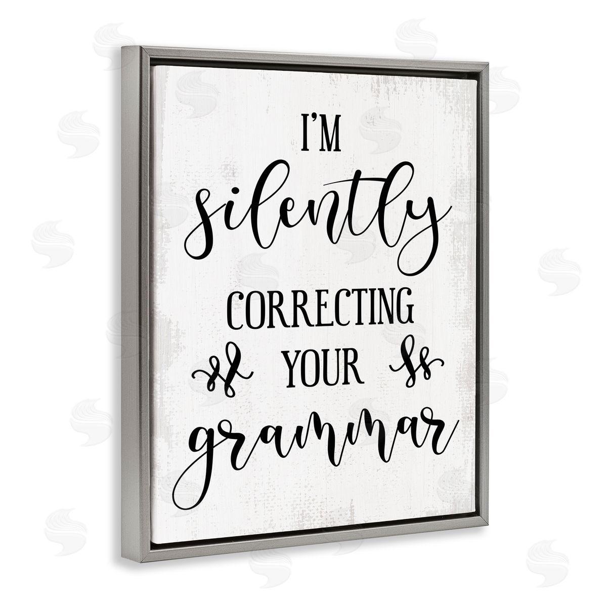Silently Correcting Your Grammar Grey Floating Frame Canvas Wall Art, Home Decor by Stupell Studio