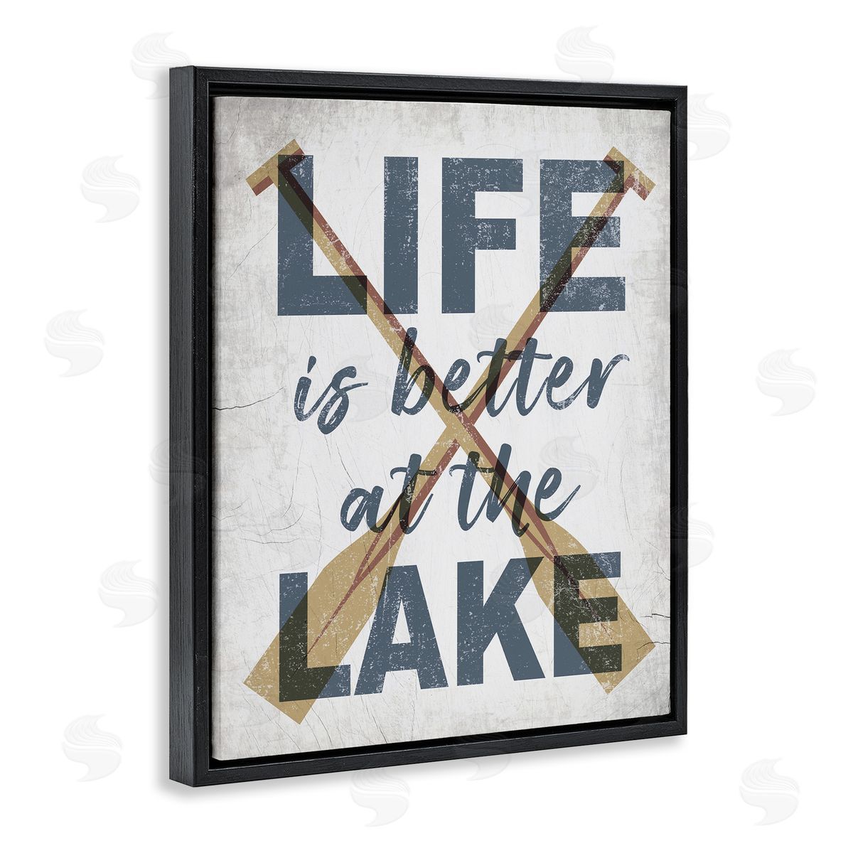 Life is Better at the Lake Oars Black Floating Frame Canvas Wall Art, Home Decor by Stupell Studio