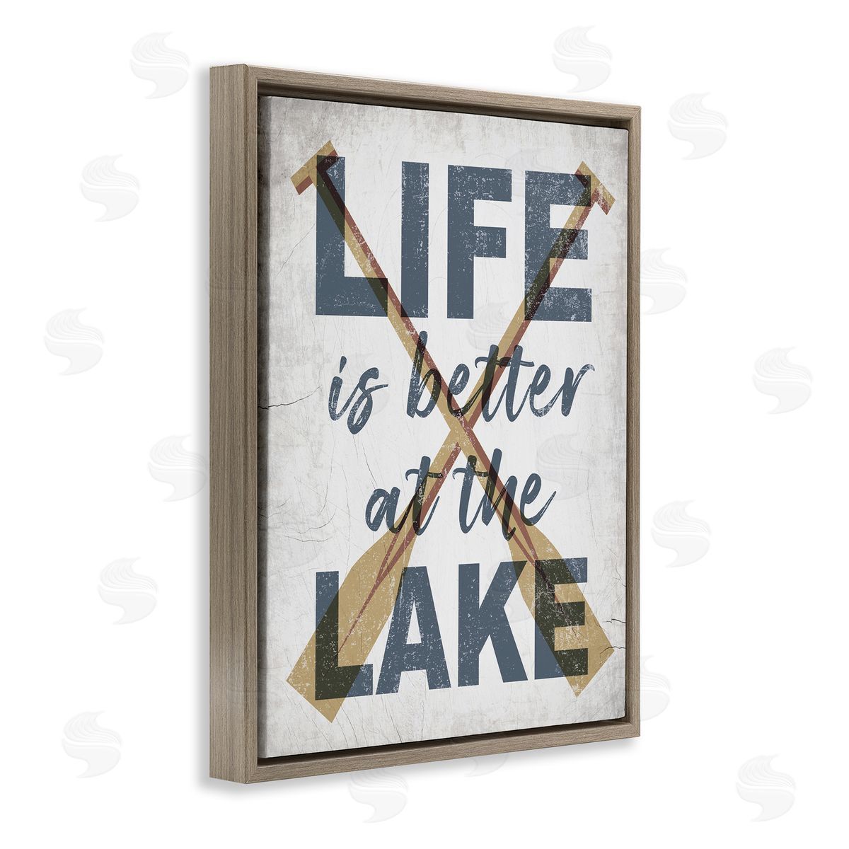 Life is Better at the Lake Oars Brown Floating Frame Canvas Wall Art, Home Decor by Stupell Studio