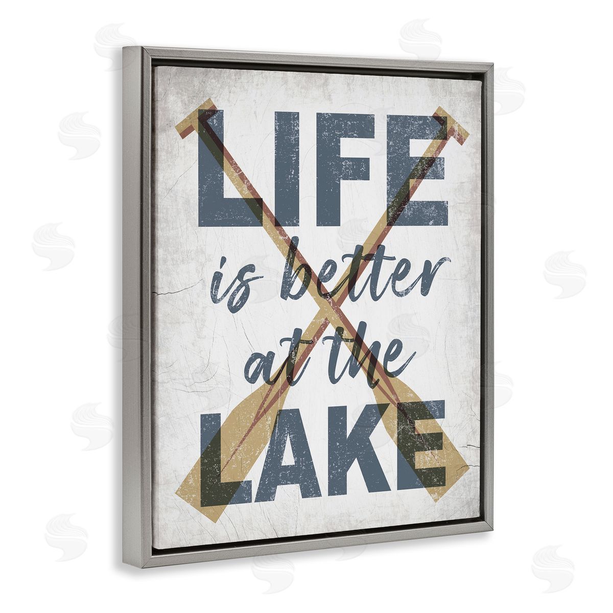 Life is Better at the Lake Oars Grey Floating Frame Canvas Wall Art, Home Decor by Stupell Studio