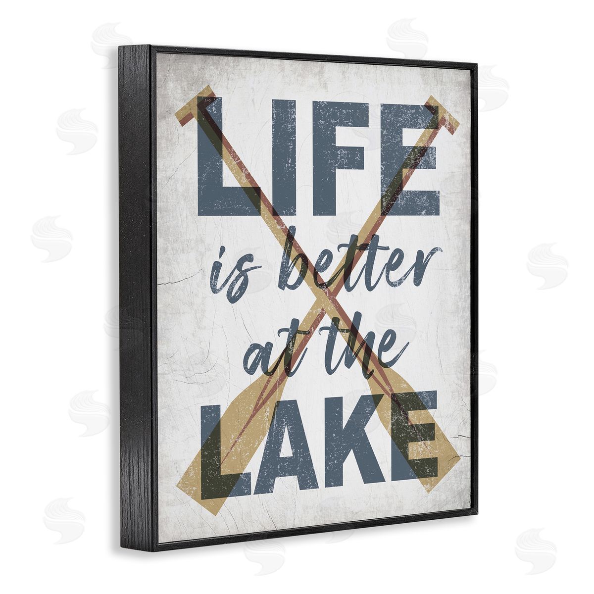 Life is Better at the Lake Oars Black Frame Print Wall Art, Home Decor by Stupell Studio