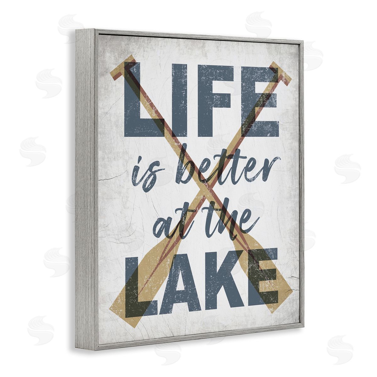 Life is Better at the Lake Oars Grey Frame Print Wall Art, Home Decor by Stupell Studio