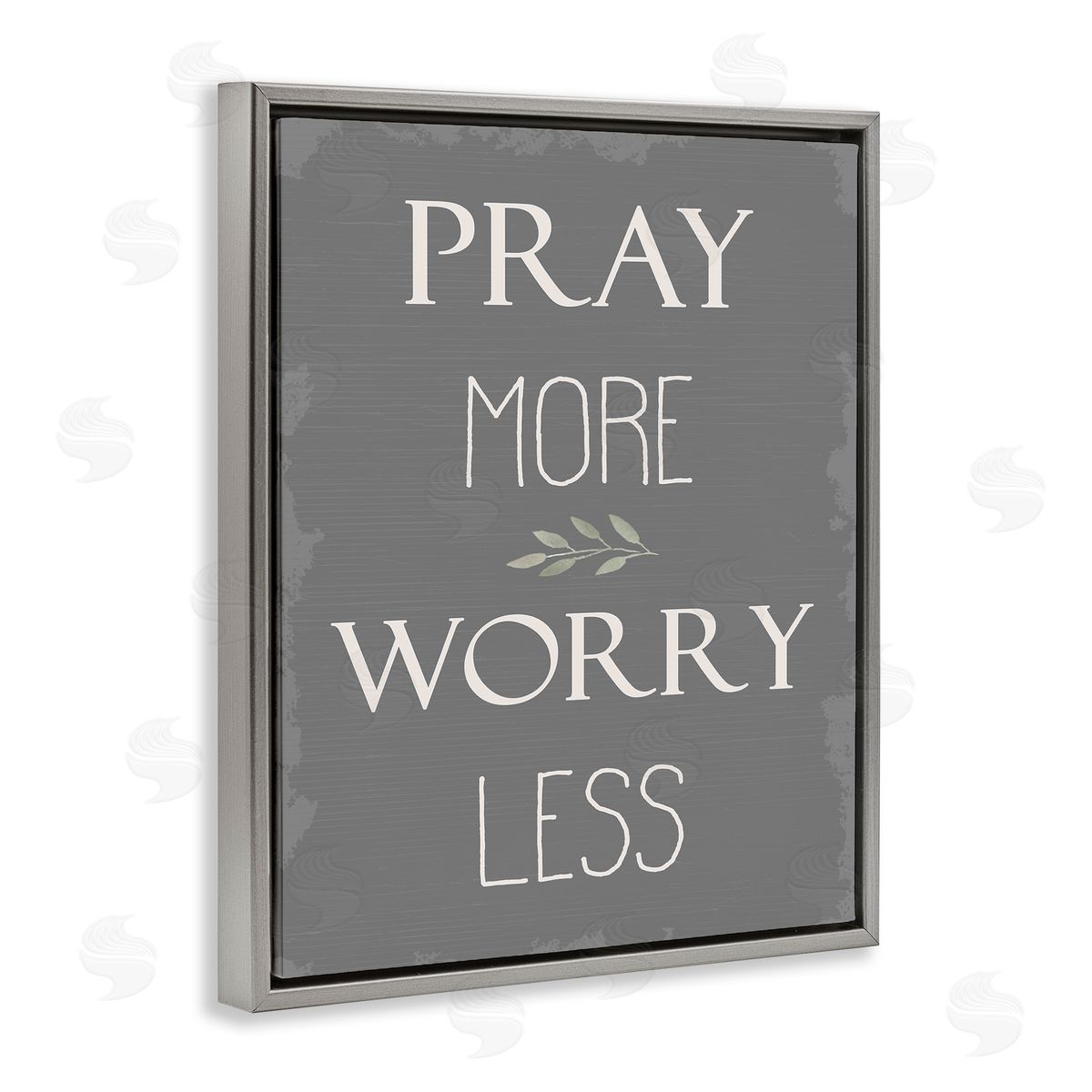 Pray More Worry Less Grey Grey Floating Frame Canvas Wall Art, Home Decor by Stupell Studio