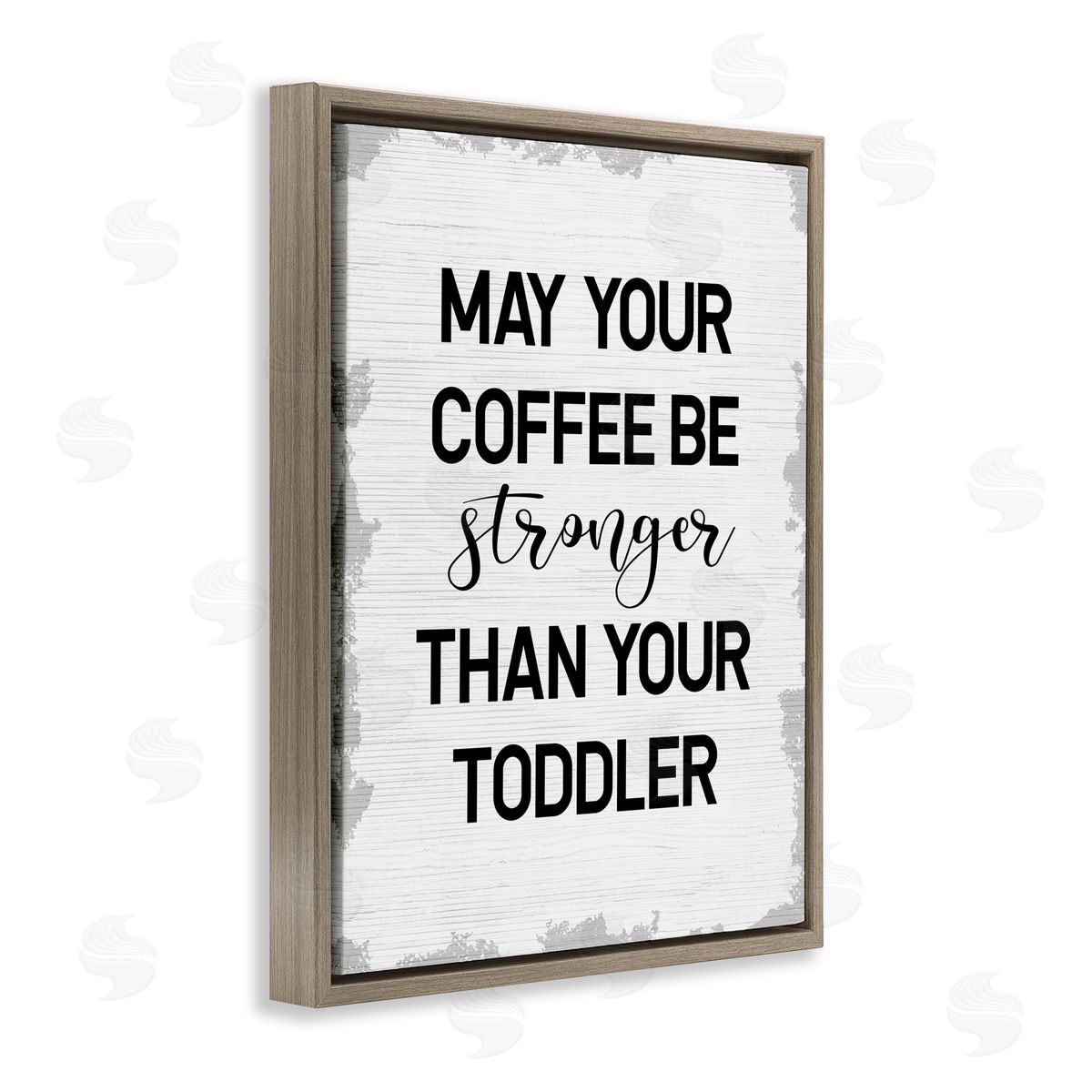 Coffee Stronger Than Toddler Brown Floating Frame Canvas Wall Art, Home Decor by Stupell Studio
