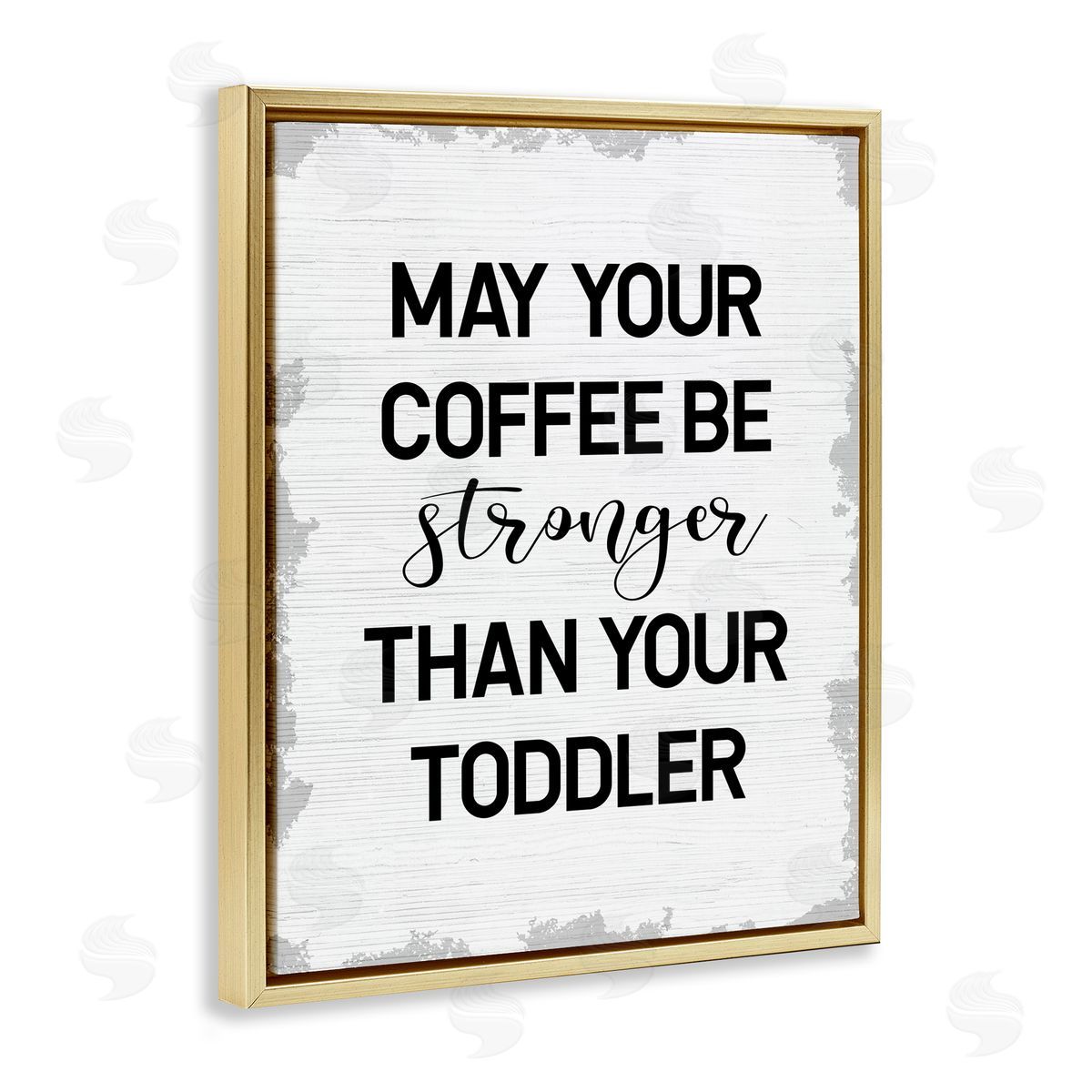 Coffee Stronger Than Toddler Gold Floating Frame Canvas Wall Art, Home Decor by Stupell Studio