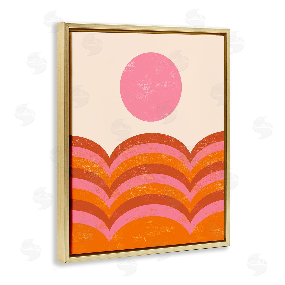 Abstract Sunset Arch Landscape Gold Floating Frame Canvas Wall Art, Home Decor by Stupell Studio
