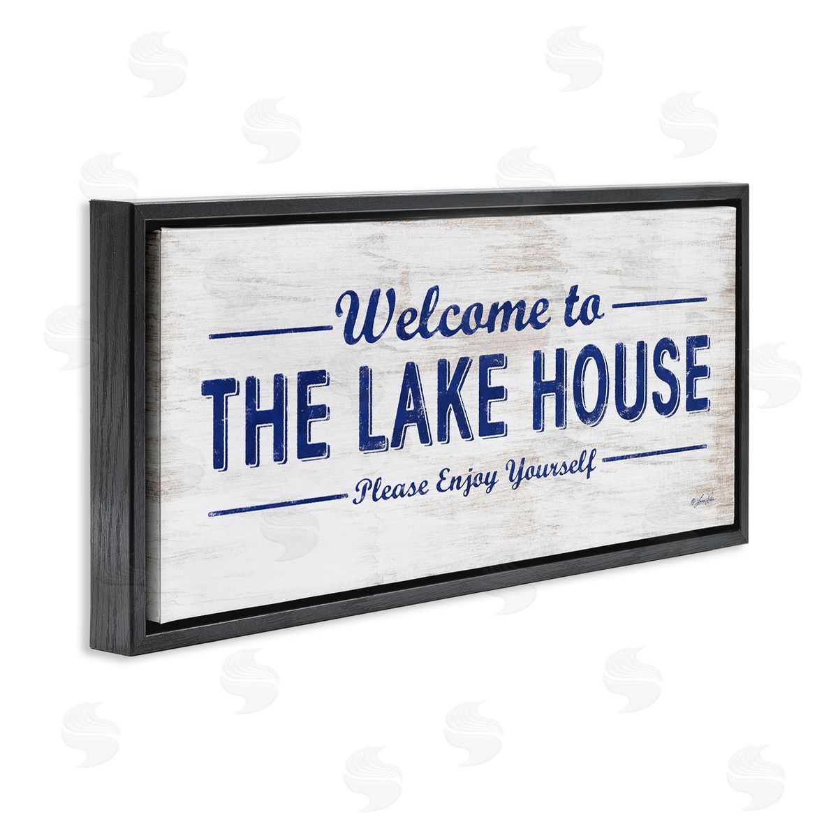Welcome to the Lake House Black Floating Frame Canvas Wall Art, Home Decor by Lauren Rader