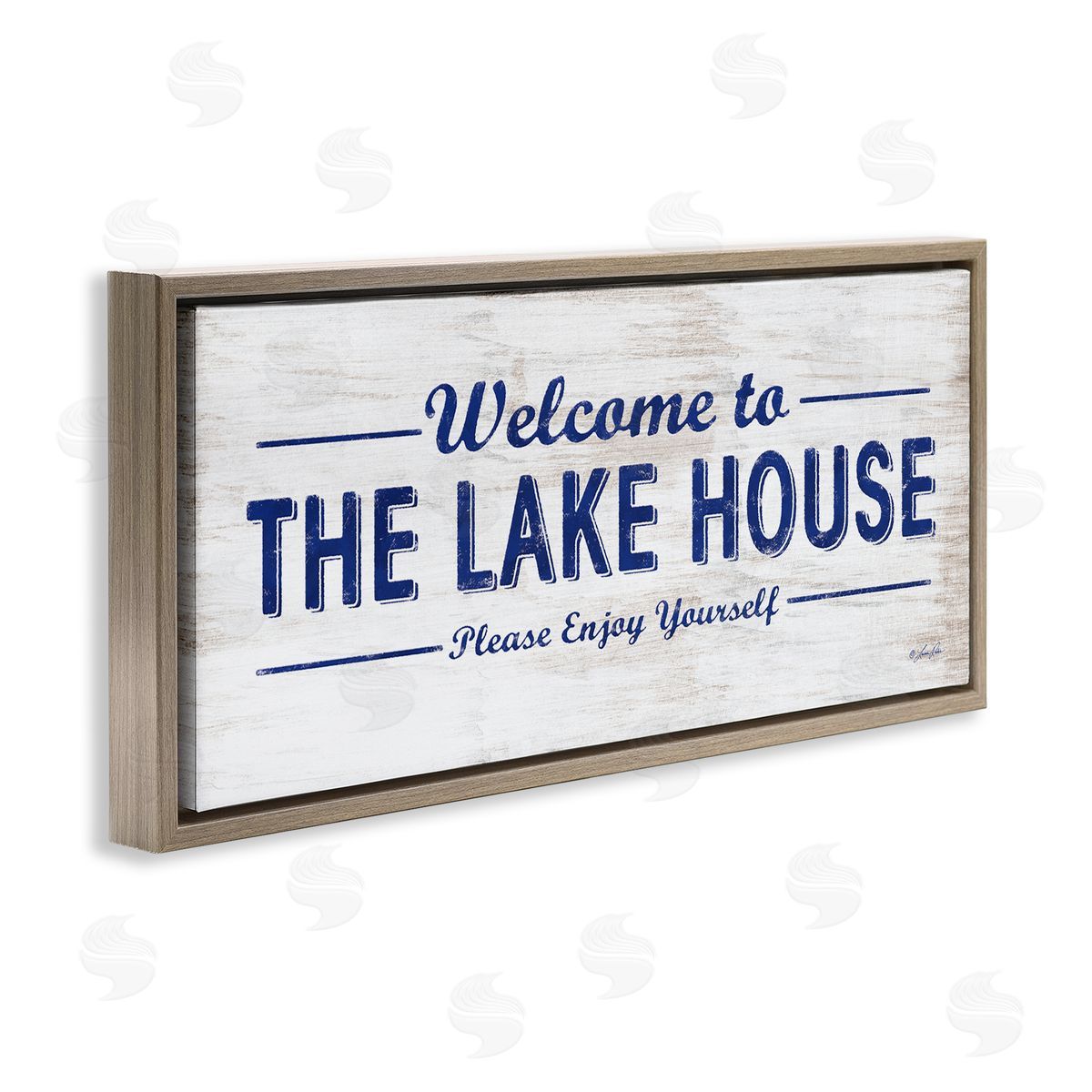 Welcome to the Lake House Brown Floating Frame Canvas Wall Art, Home Decor by Lauren Rader