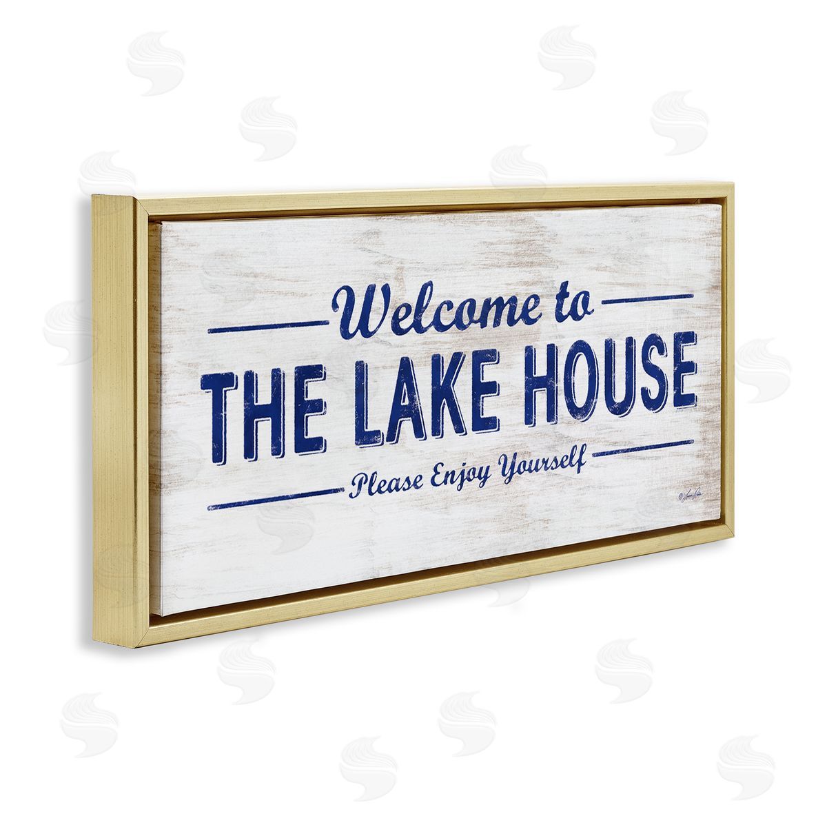 Welcome to the Lake House Gold Floating Frame Canvas Wall Art, Home Decor by Lauren Rader