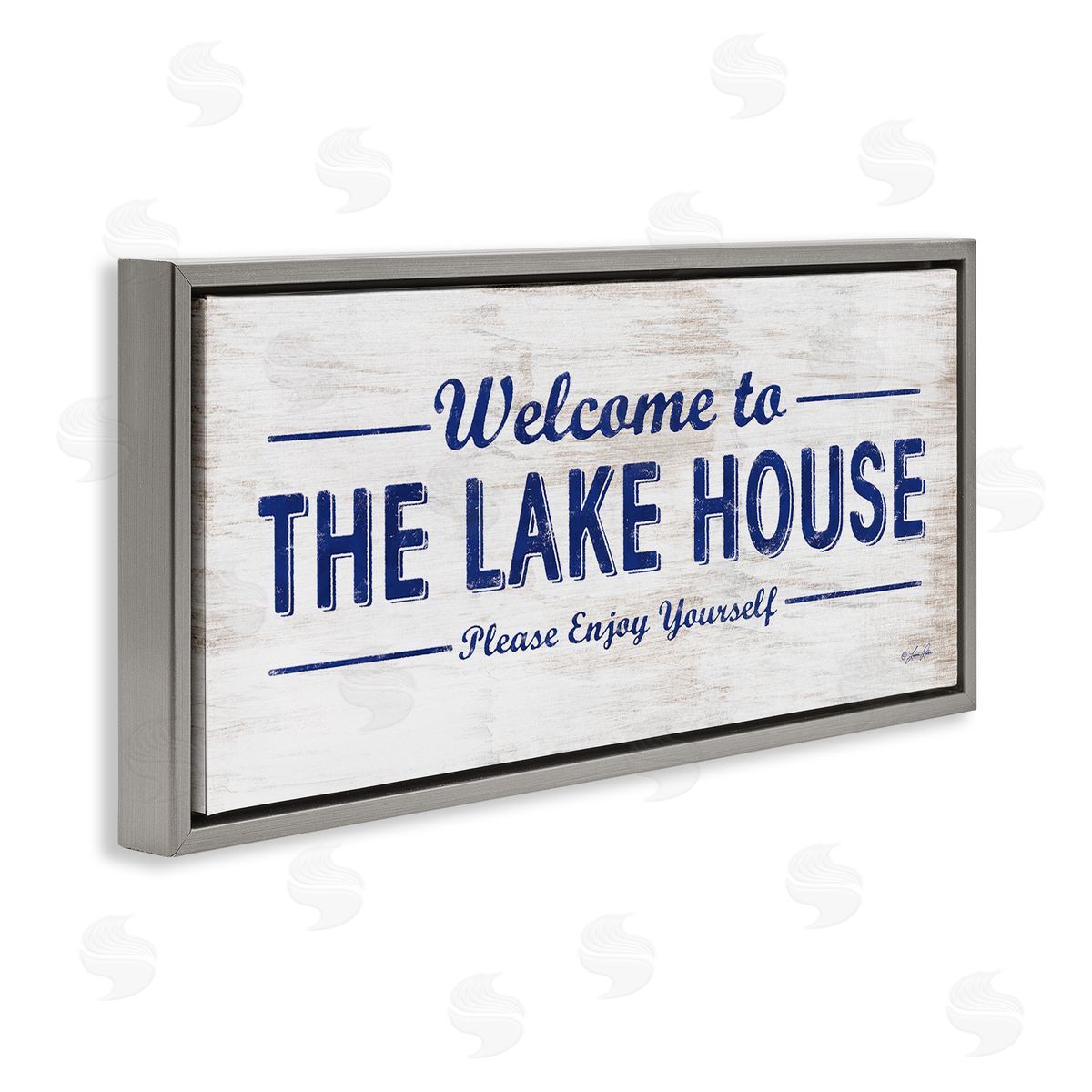 Welcome to the Lake House Grey Floating Frame Canvas Wall Art, Home Decor by Lauren Rader