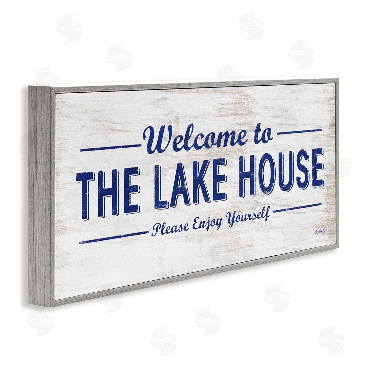 Welcome to the Lake House Grey Frame Print Wall Art, Home Decor by Lauren Rader