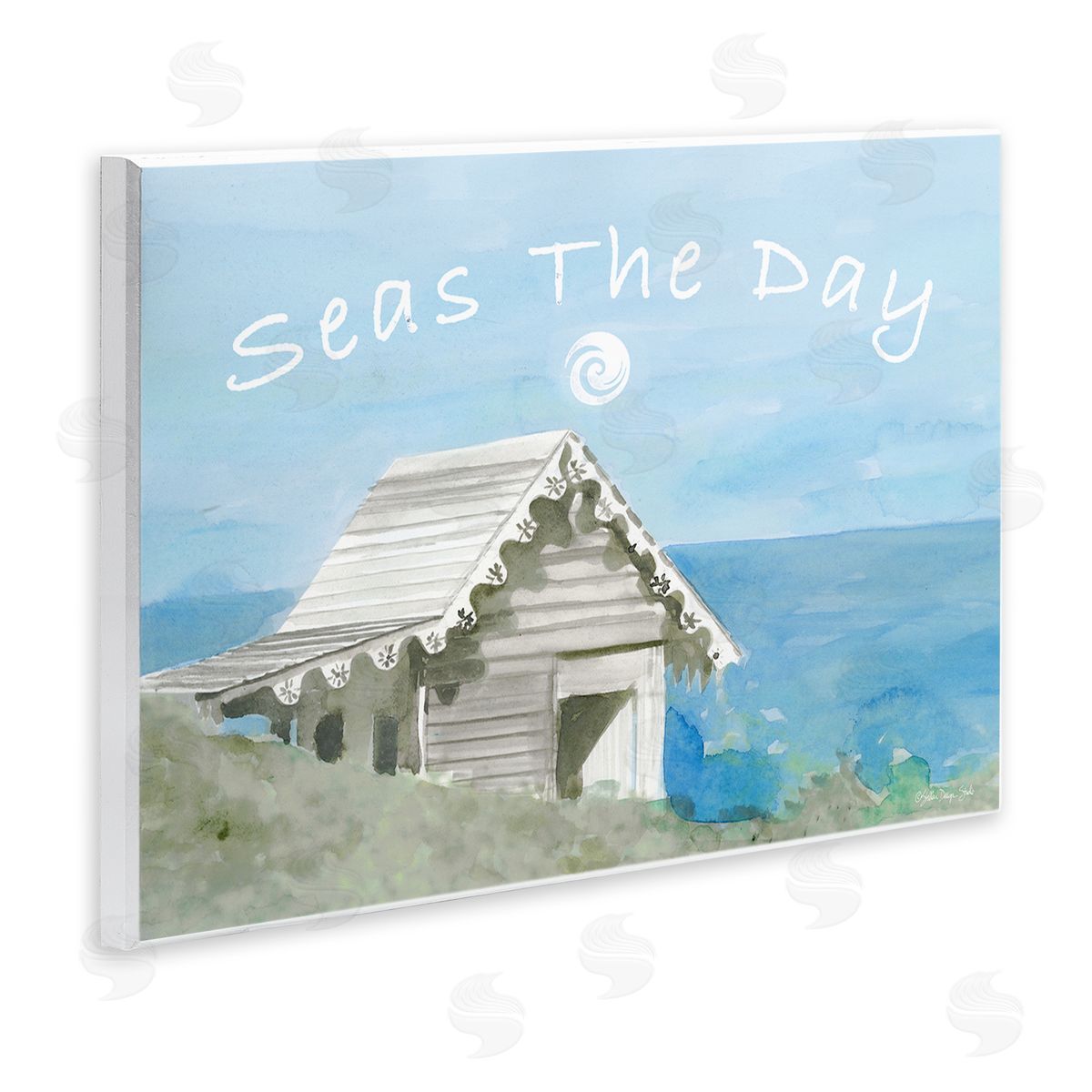 Seas the Day Beach Cottage Wood Plaque Wall Art, Home Decor by Stellar Studio