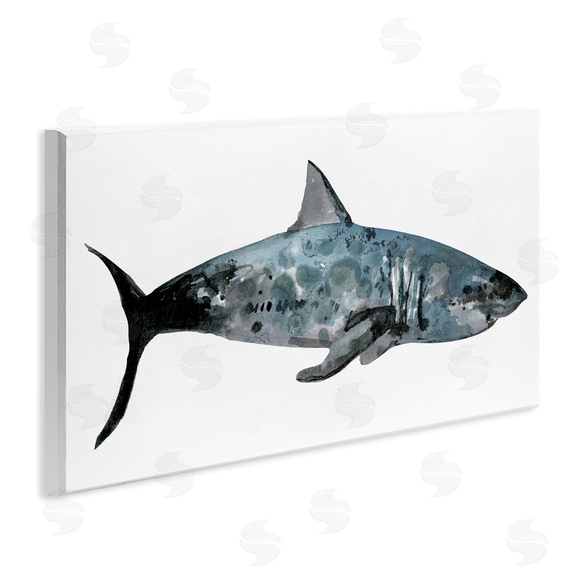 Watercolor Paint Shark Wood Plaque Wall Art, Home Decor by Stellar Studio