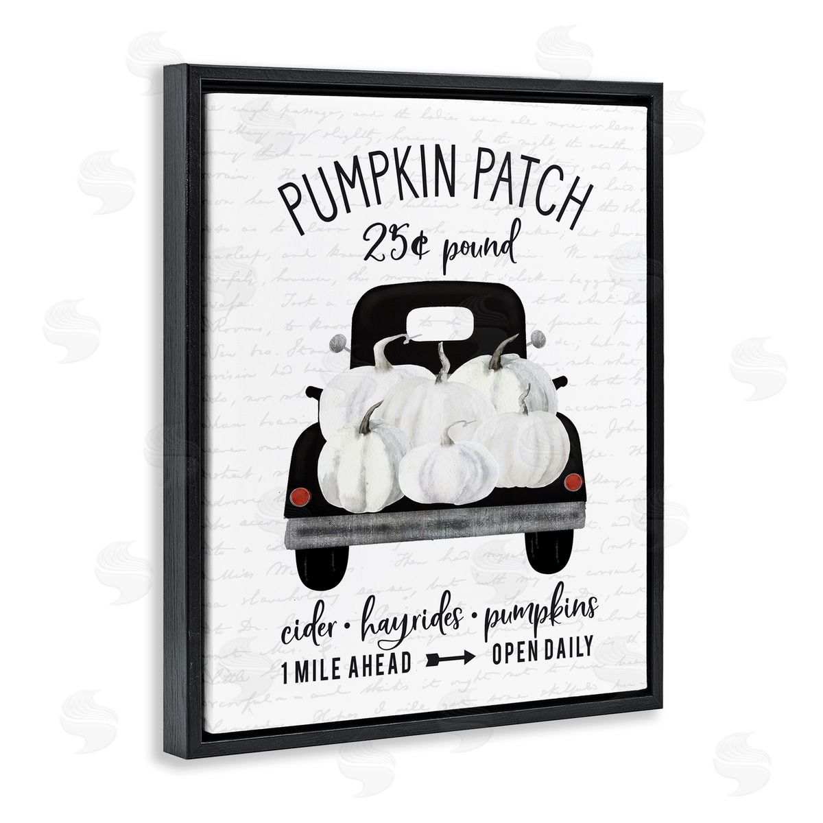 Pumpkin Patch Farm Truck Black Floating Frame Canvas Wall Art, Home Decor by Lettered and Lined