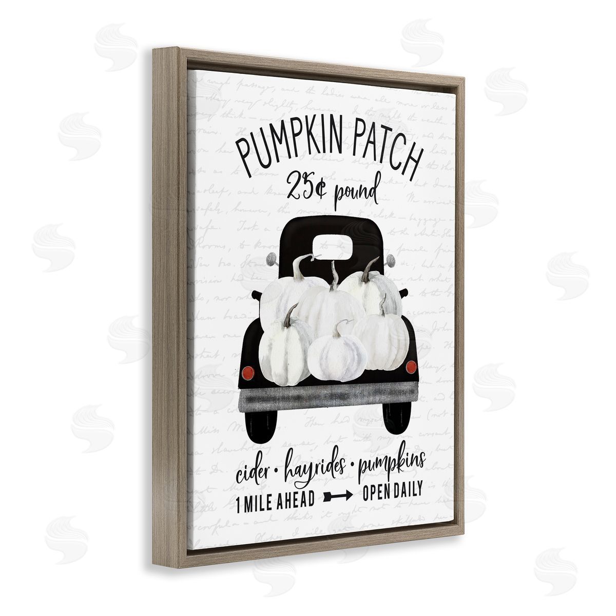 Pumpkin Patch Farm Truck Brown Floating Frame Canvas Wall Art, Home Decor by Lettered and Lined