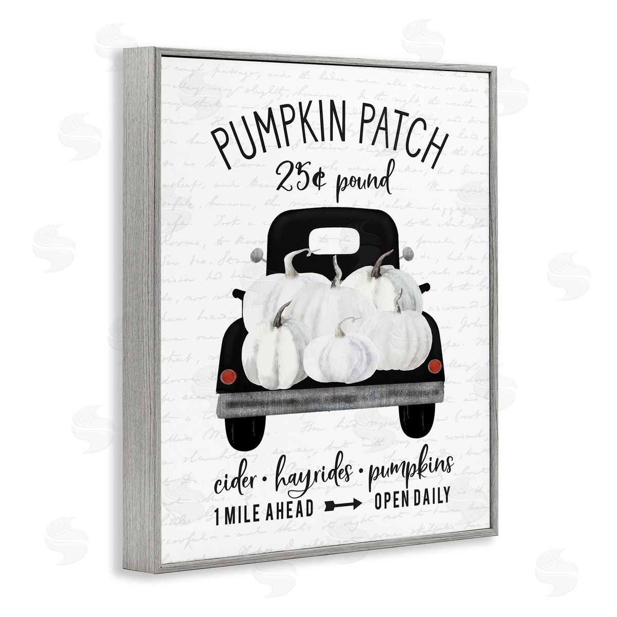 Pumpkin Patch Farm Truck Grey Frame Print Wall Art, Home Decor by Lettered and Lined
