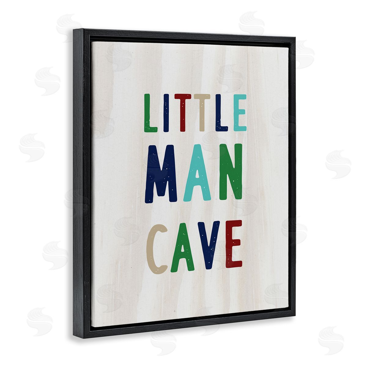 Little Man Cave Multi-Color Text Black Floating Frame Canvas Wall Art, Home Decor by Stupell Studio