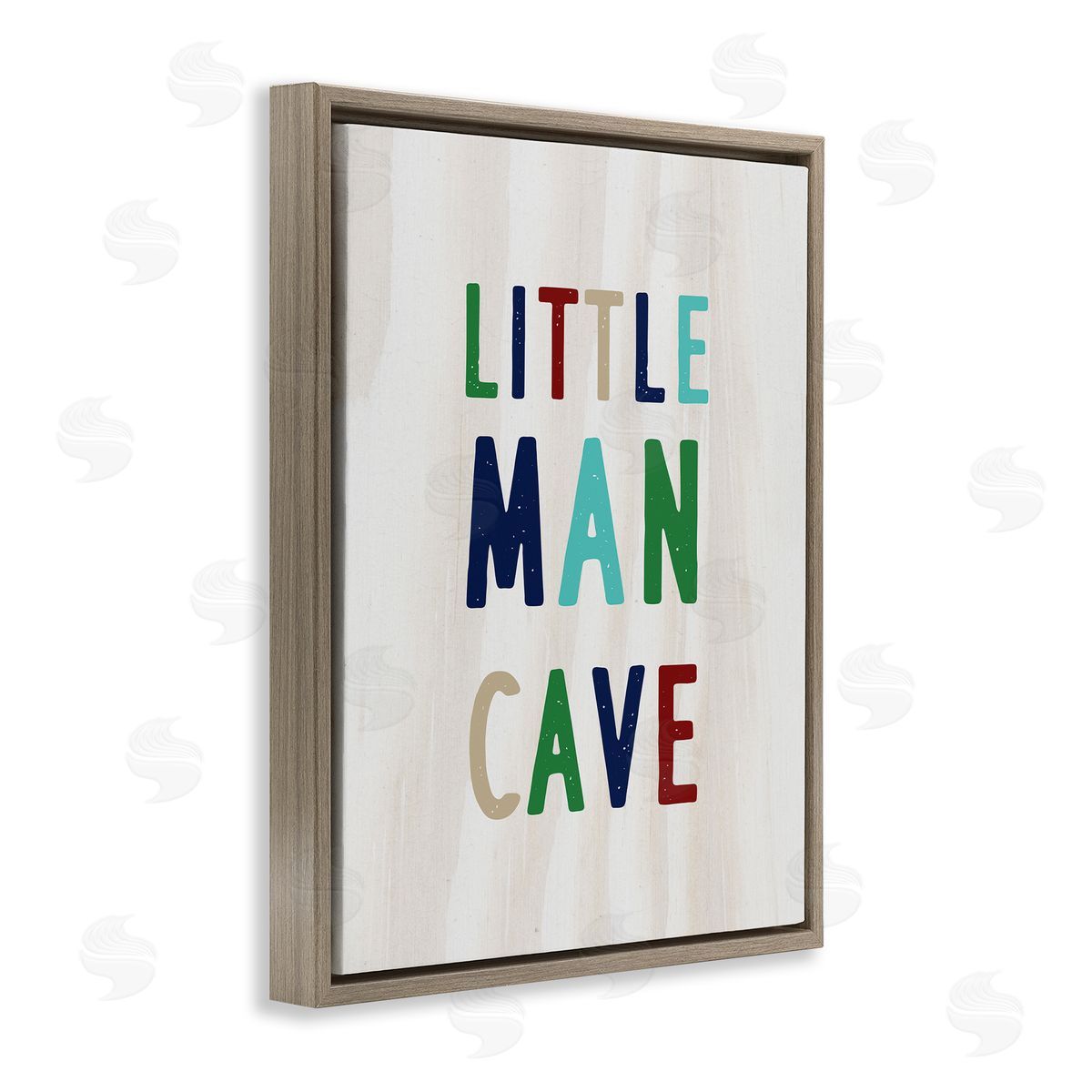 Little Man Cave Multi-Color Text Brown Floating Frame Canvas Wall Art, Home Decor by Stupell Studio