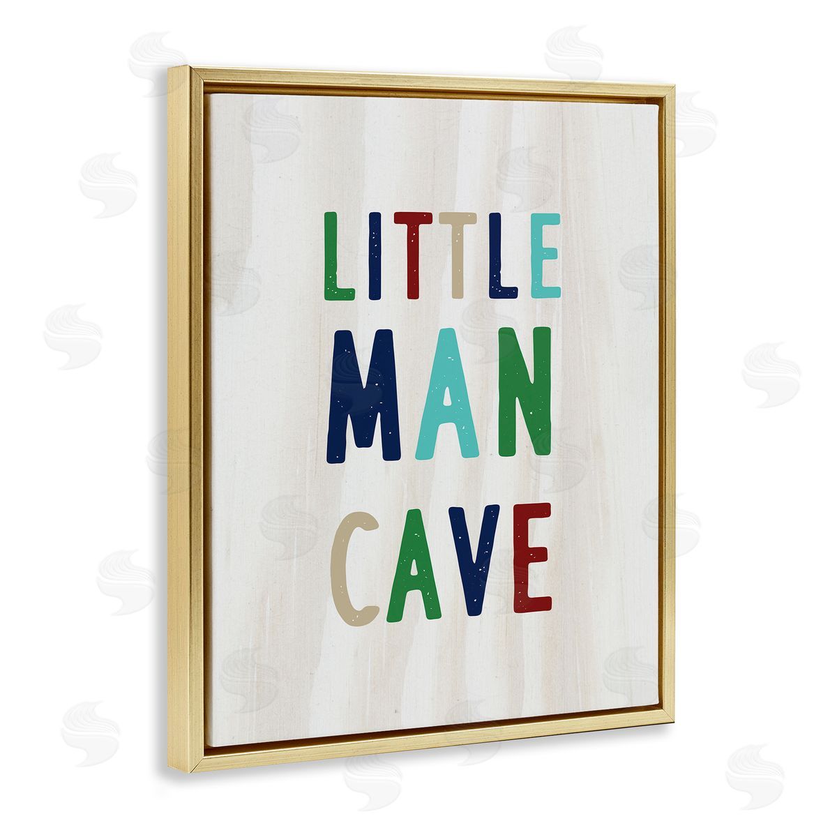 Little Man Cave Multi-Color Text Gold Floating Frame Canvas Wall Art, Home Decor by Stupell Studio