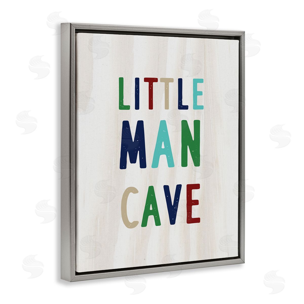 Little Man Cave Multi-Color Text Grey Floating Frame Canvas Wall Art, Home Decor by Stupell Studio