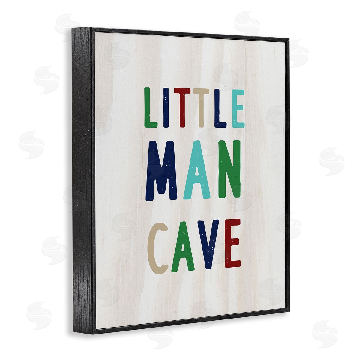Little Man Cave Multi-Color Text Black Frame Print Wall Art, Home Decor by Stupell Studio