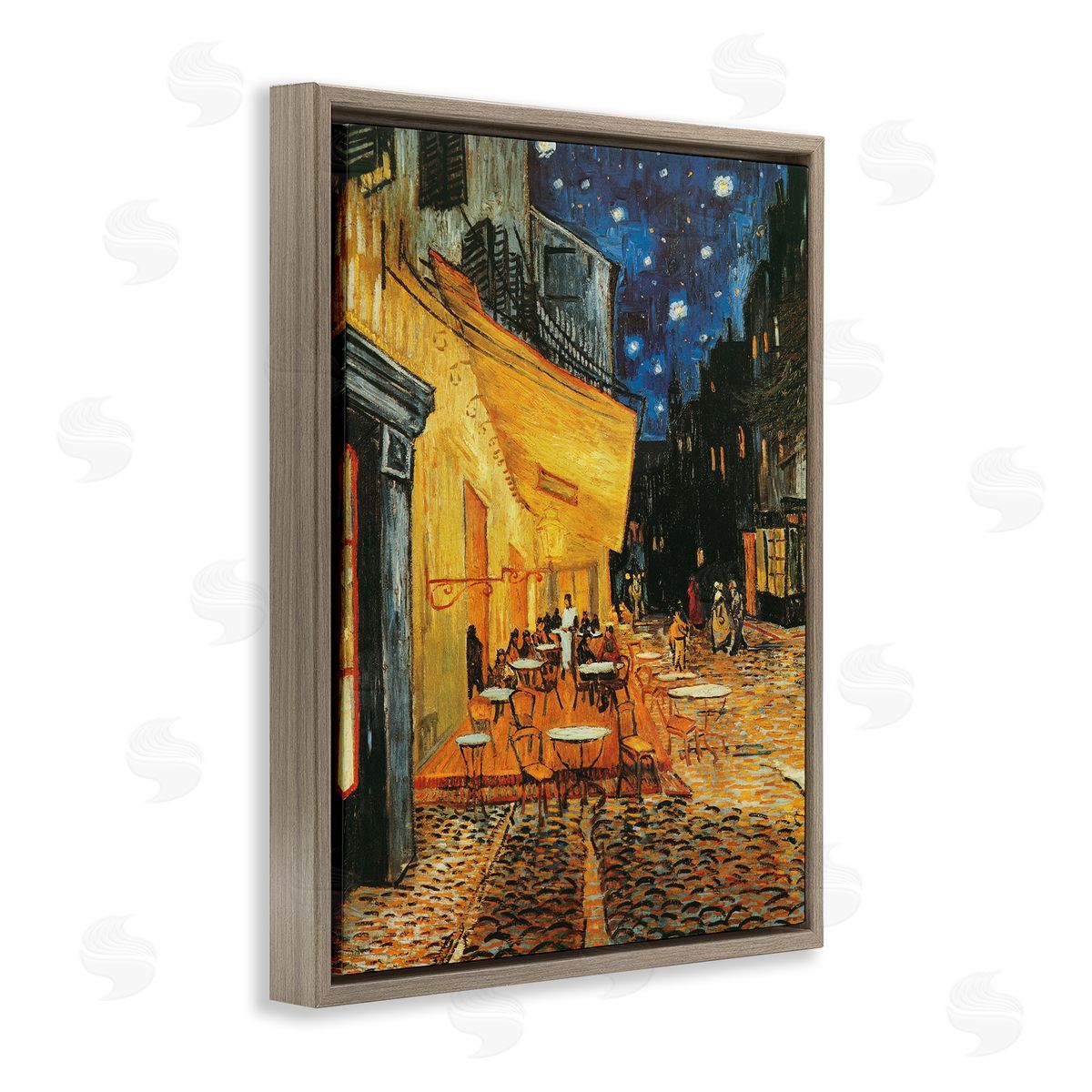 Cafe de Nuit Classical Painting Brown Floating Frame Canvas Wall Art, Home Decor by Vincent Van Gogh