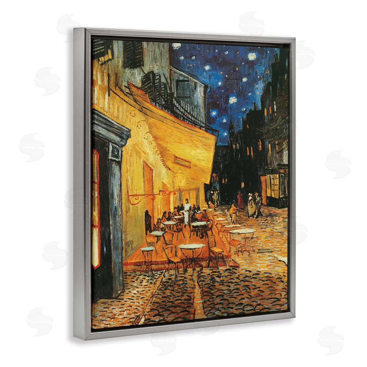 Cafe de Nuit Classical Painting Grey Floating Frame Canvas Wall Art, Home Decor by Vincent Van Gogh