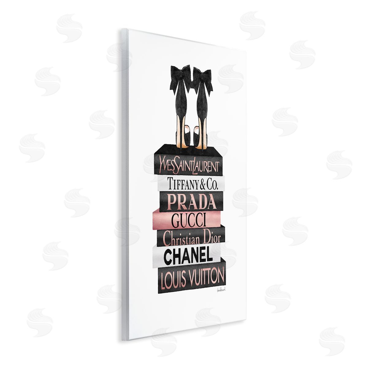 Black Heels on Tall Bookstack Wood Plaque Wall Art, Home Decor by Amanda Greenwood