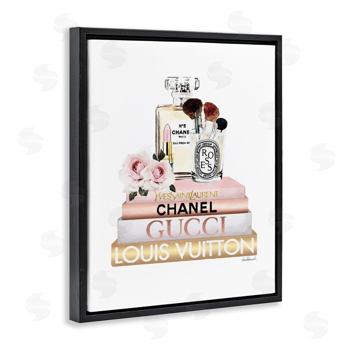 Glam Cosmetics on Fashion Books Black Floating Frame Canvas Wall Art, Home Decor by Amanda Greenwood