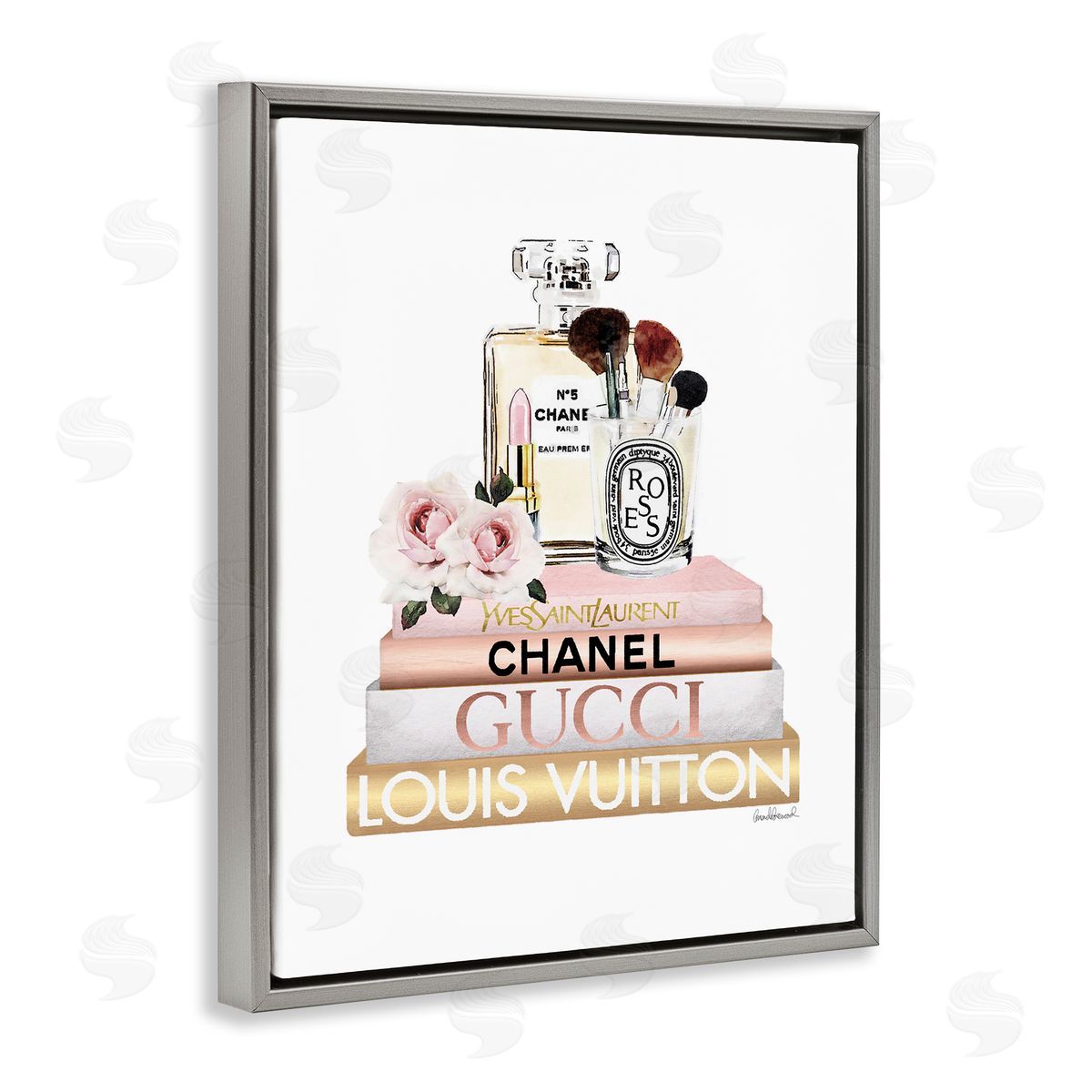Glam Cosmetics on Fashion Books Grey Floating Frame Canvas Wall Art, Home Decor by Amanda Greenwood