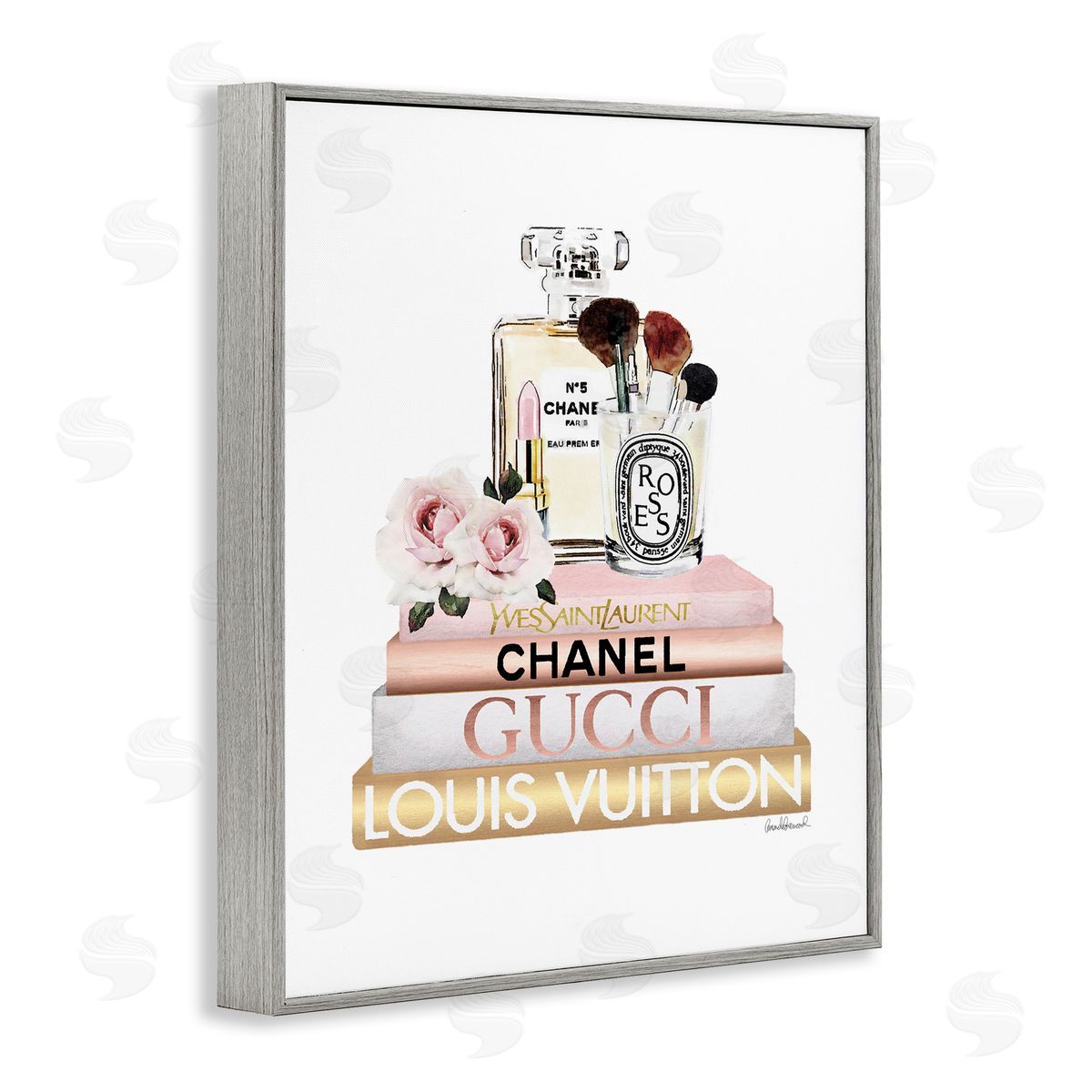 Glam Cosmetics on Fashion Books Grey Frame Print Wall Art, Home Decor by Amanda Greenwood
