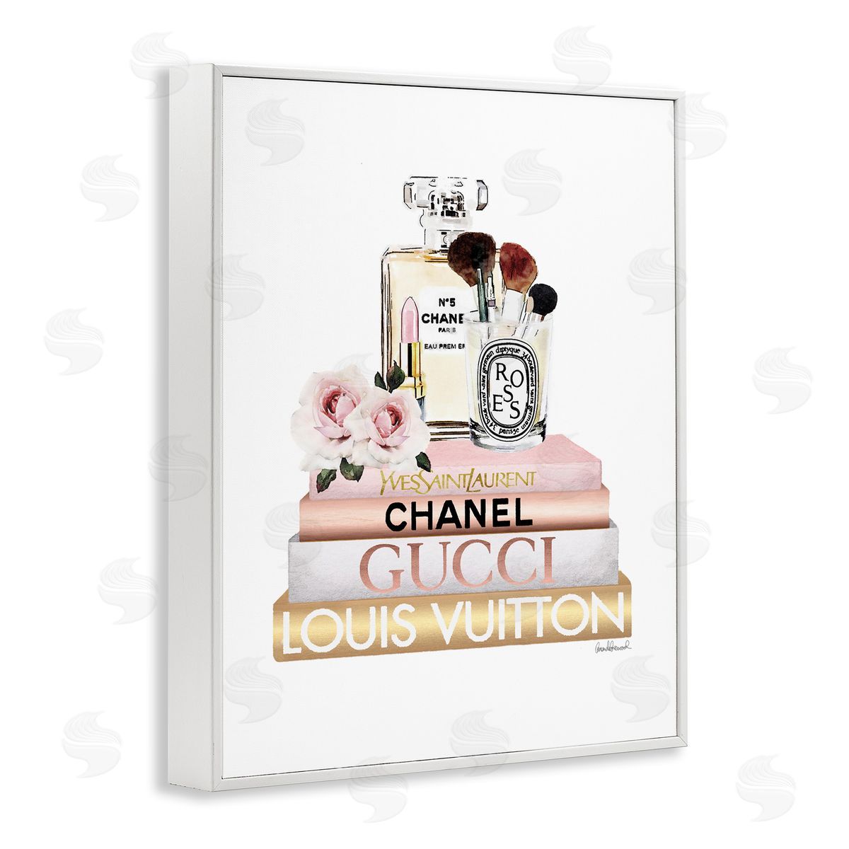 Glam Cosmetics on Fashion Books White Frame Print Wall Art, Home Decor by Amanda Greenwood