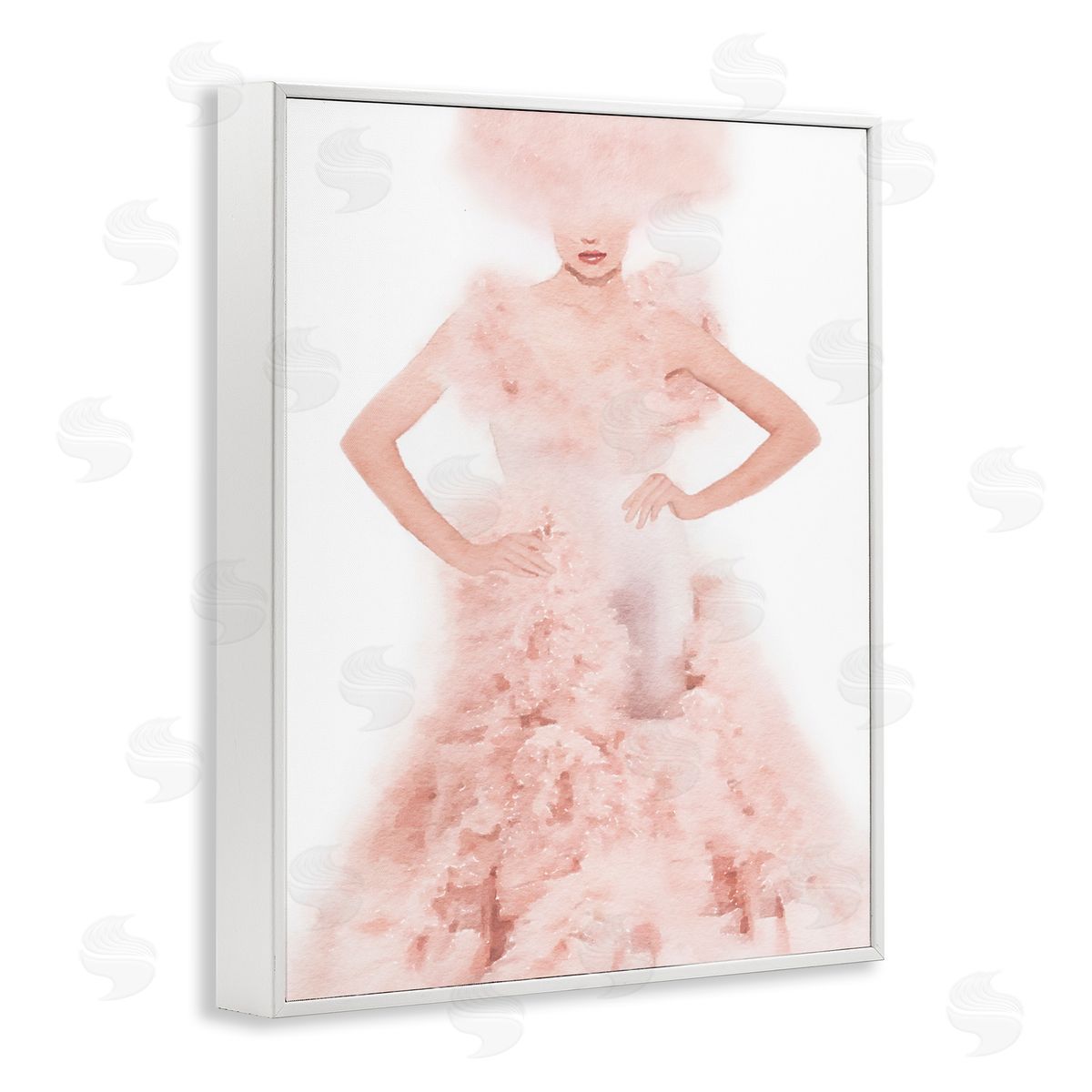 Pink Dress Fashion Illustration White Frame Print Wall Art, Home Decor by Amanda Greenwood