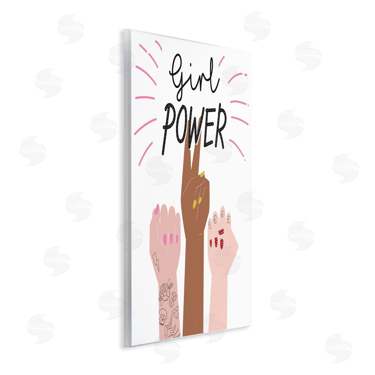 Girl Power Raised Fists Wood Plaque Wall Art, Home Decor by Angela Nickeas