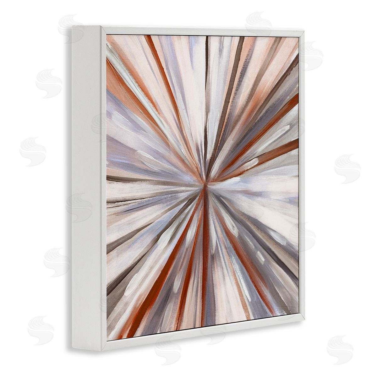 Warm Abstracted Spinning Lines White Frame Print Wall Art, Home Decor by Boho Studio