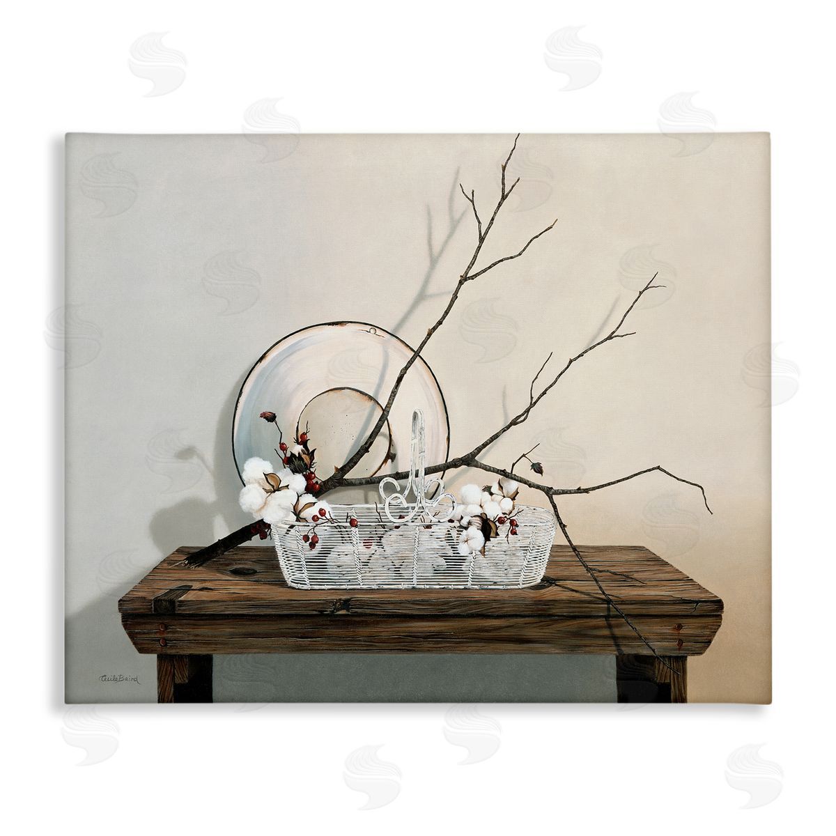 Winter Farm Table Still Life Canvas Wall Art, Home Decor by Cecile Baird