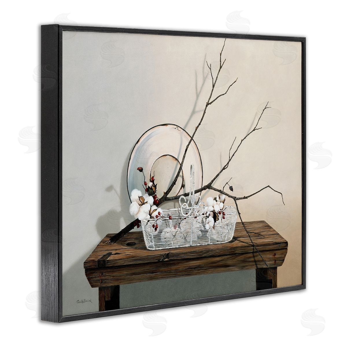 Winter Farm Table Still Life Black Frame Print Wall Art, Home Decor by Cecile Baird