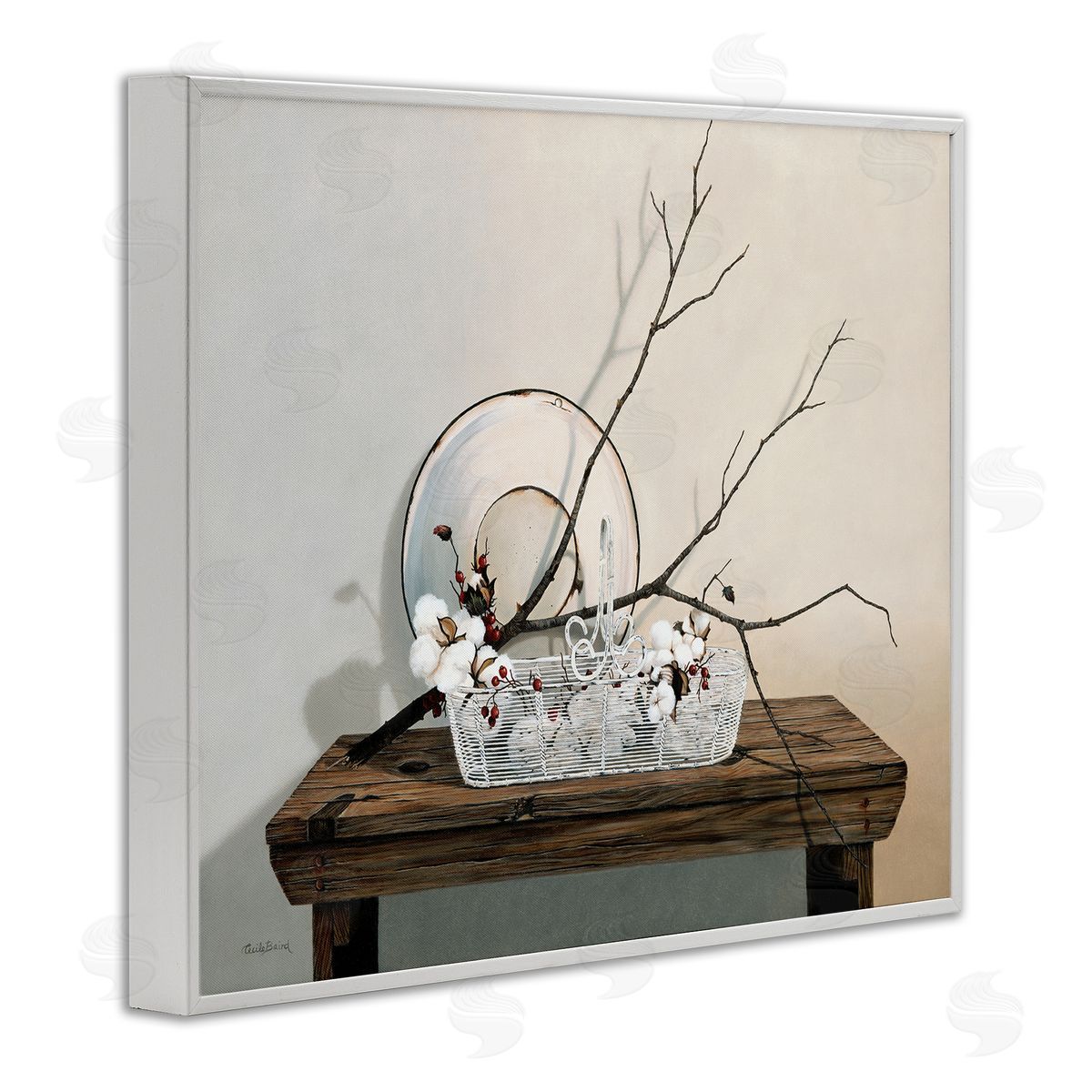 Winter Farm Table Still Life White Frame Print Wall Art, Home Decor by Cecile Baird