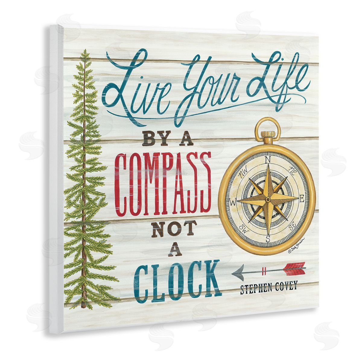 Live Life by a Compass Wood Plaque Wall Art, Home Decor by Deb Strain