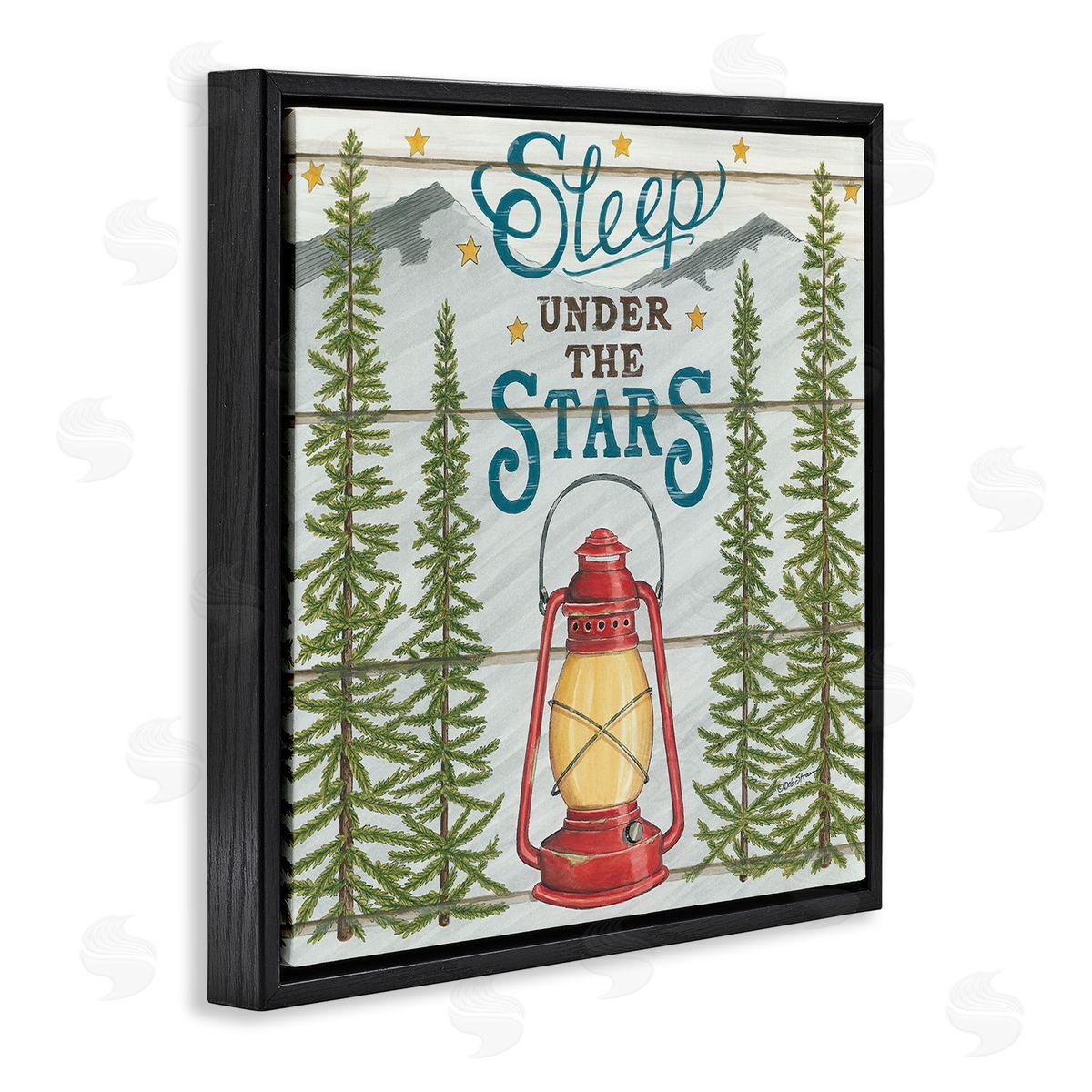 Sleep Under the Stars with Forest Black Floating Frame Canvas Wall Art, Home Decor by Deb Strain