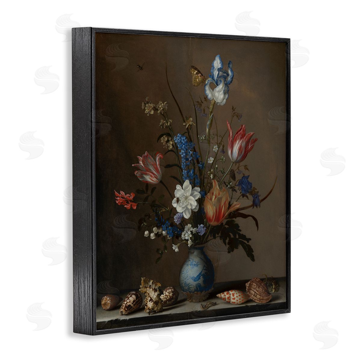Flowers in a Wan-Li Vase Black Frame Print Wall Art, Home Decor by Balthasar van der Ast