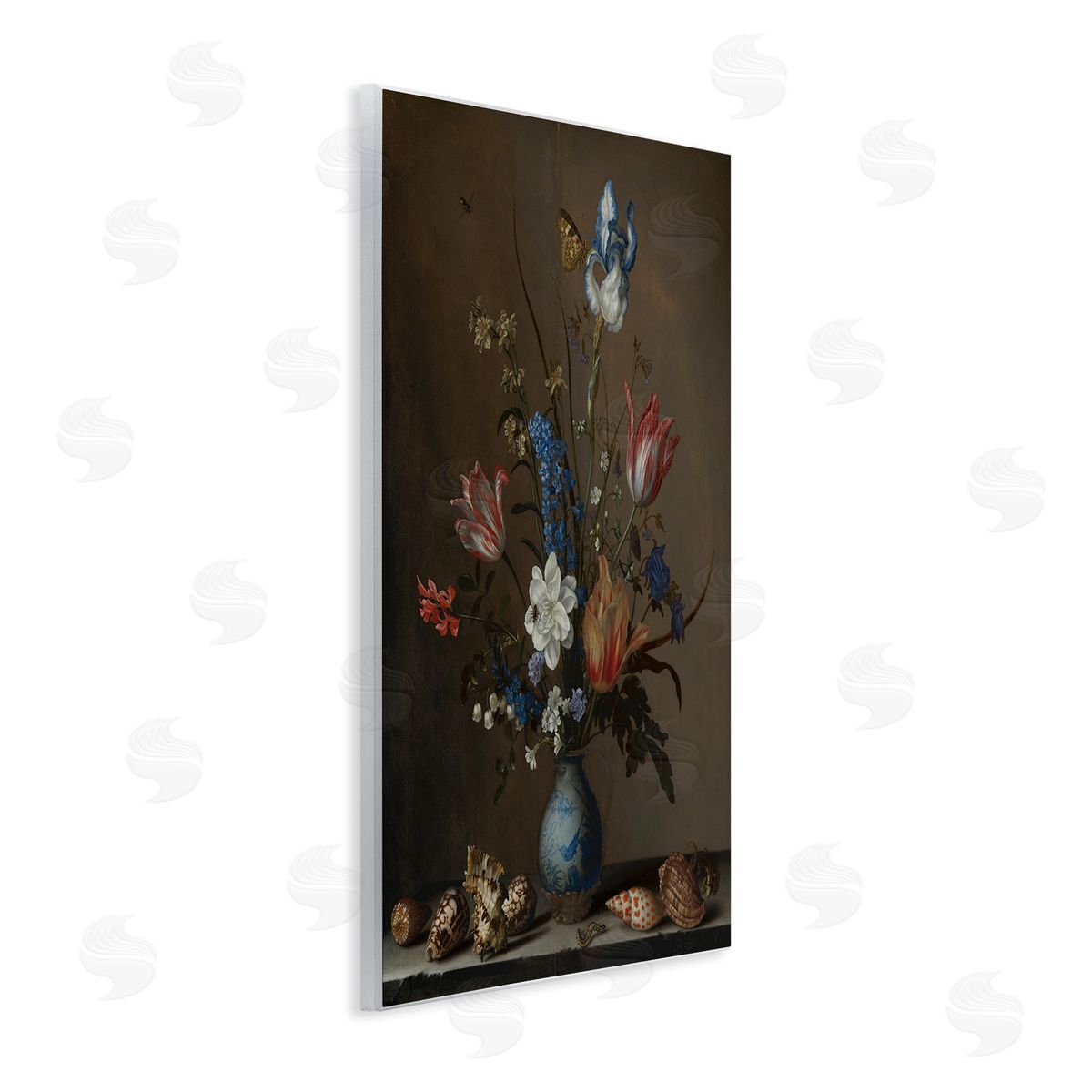 Flowers in a Wan-Li Vase Wood Plaque Wall Art, Home Decor by Balthasar van der Ast