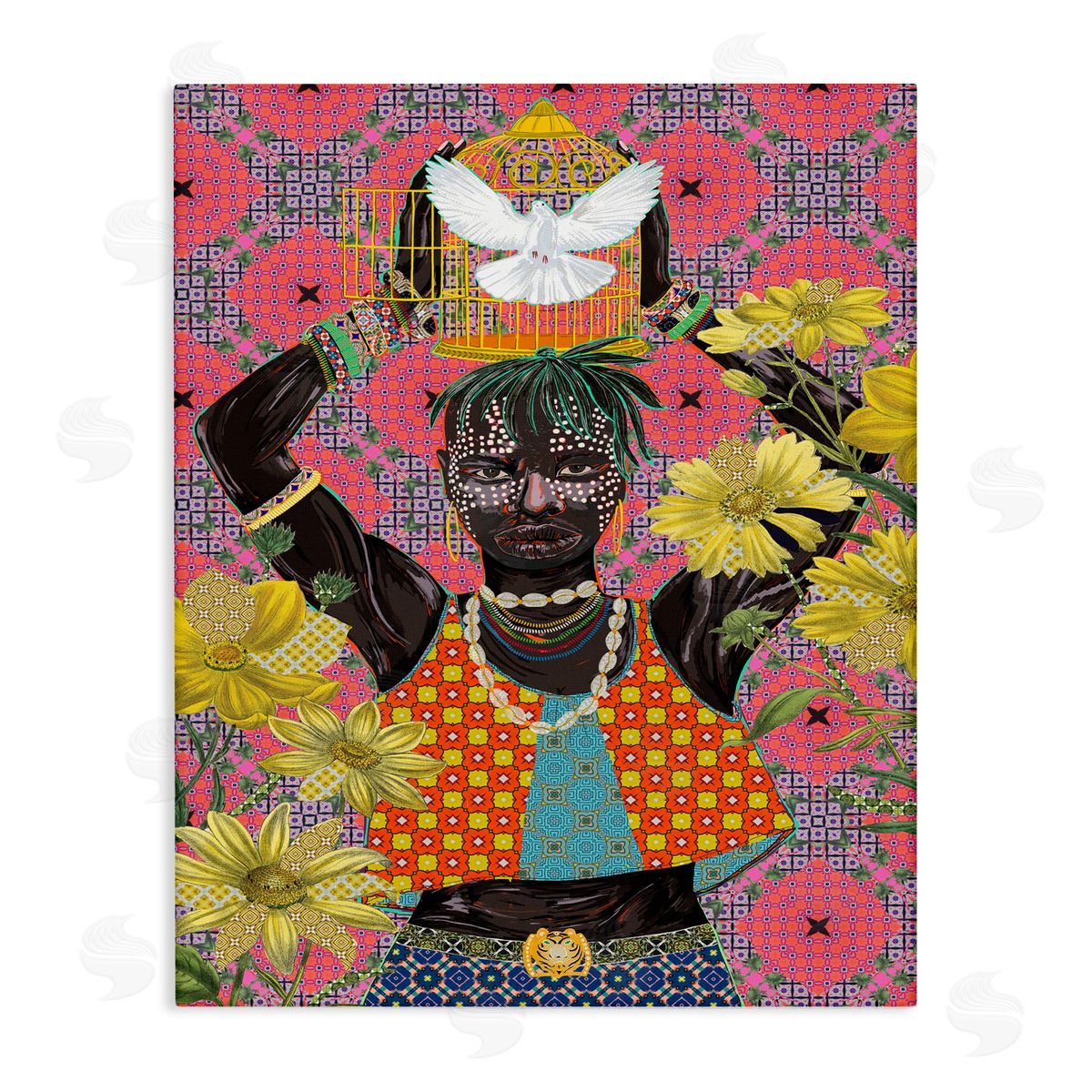 Releasing Doves Strong Male Canvas Wall Art, Home Decor by Sangita Bachelet