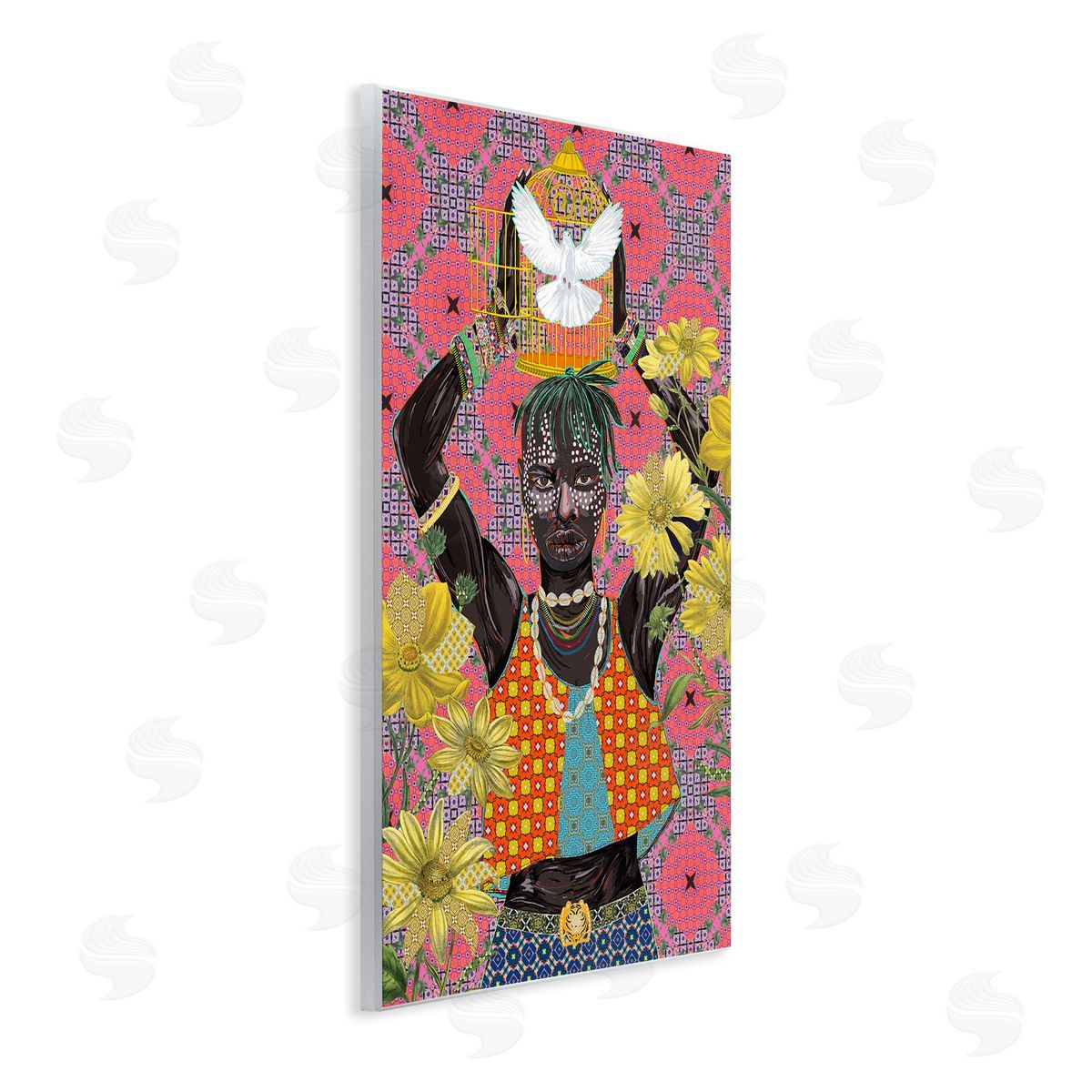 Releasing Doves Strong Male Wood Plaque Wall Art, Home Decor by Sangita Bachelet