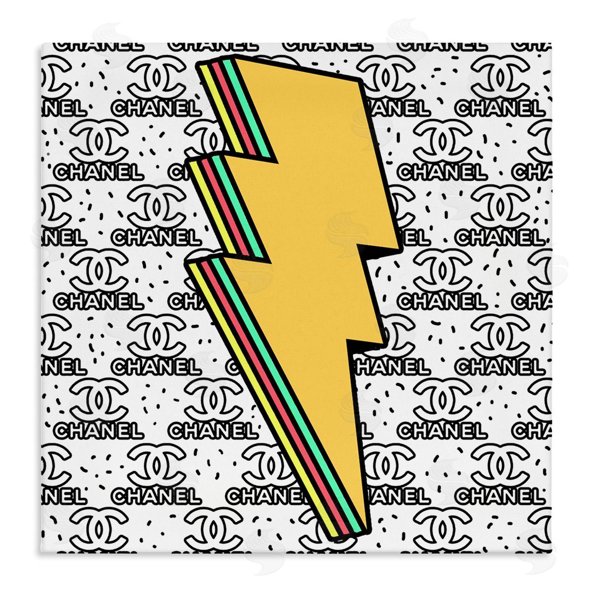 Lightning Bolt with Fashion Pattern Canvas Wall Art, Home Decor by Ziwei Li