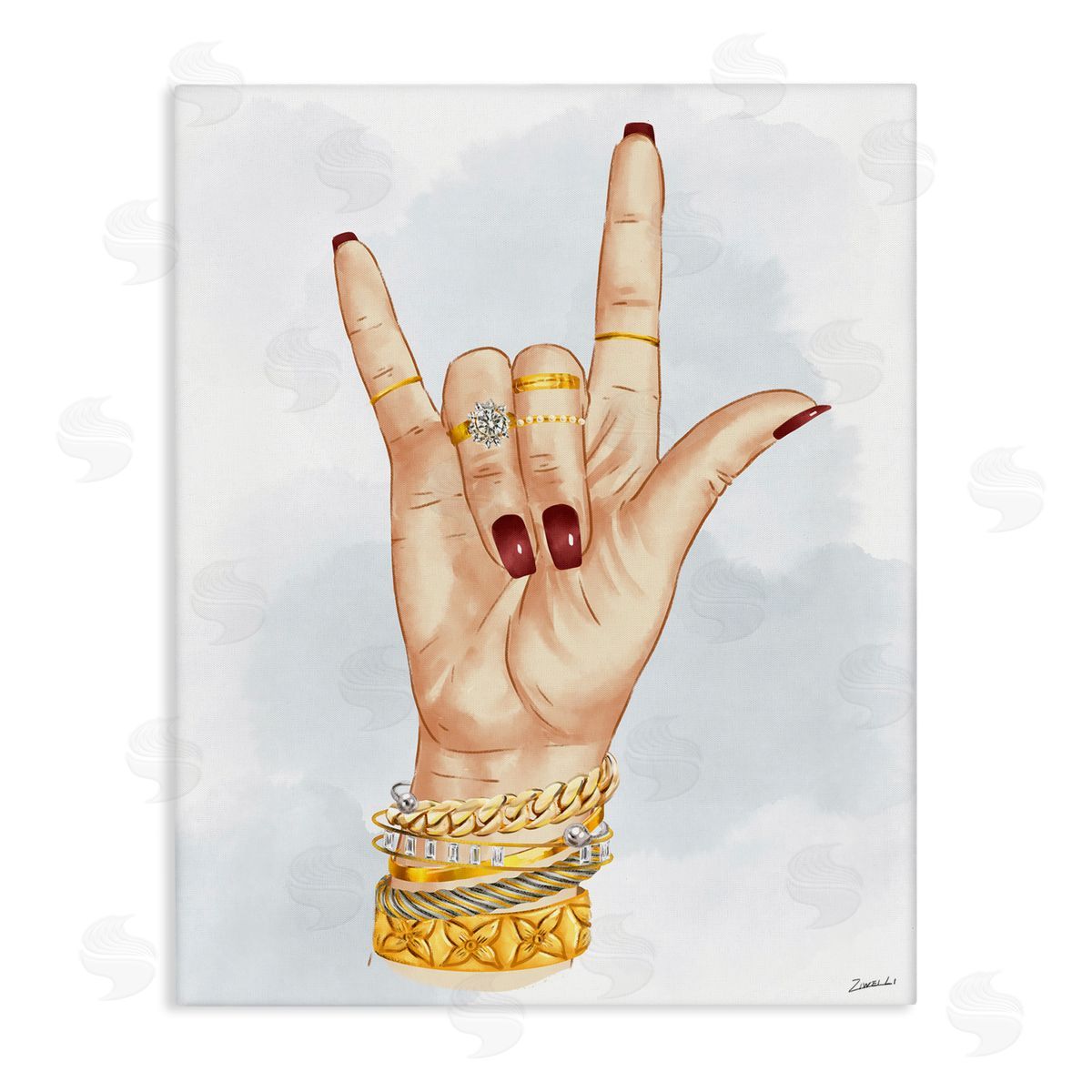 I Love You Hand Sign Canvas Wall Art, Home Decor by Ziwei Li